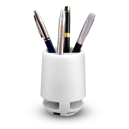 Multifunctional 4 Compartment Pen Holder With Bluetooth Speaker