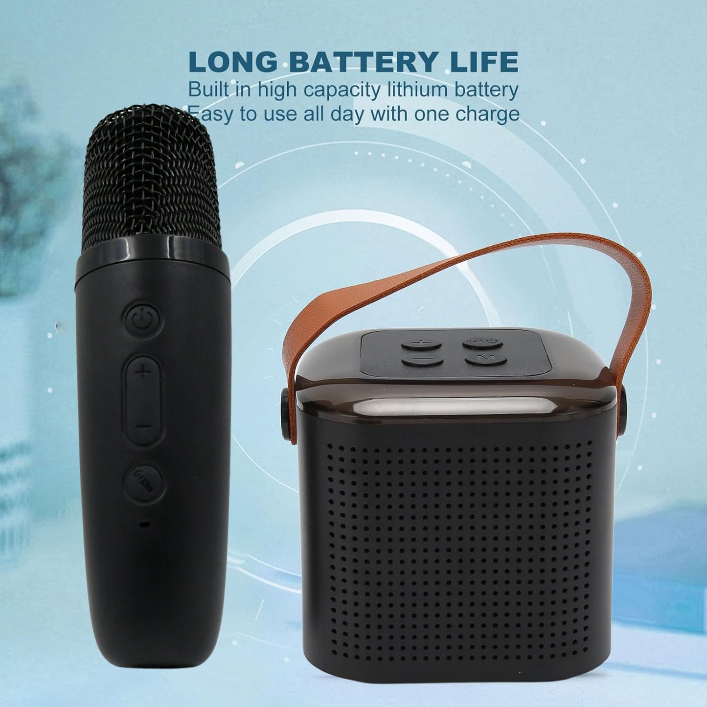 Wireless Speaker Microphone Portable Karaoke (Black)